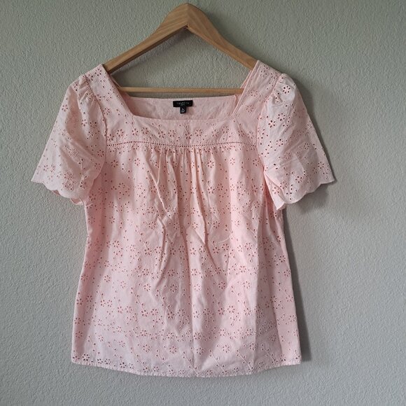 ❤️Talbots Modern Cottage Pink Square Neck Top Size SP - Picture 1 of 8